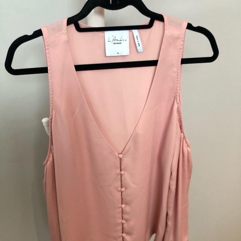 L’Academie Pink Cold Shoulder Blouse